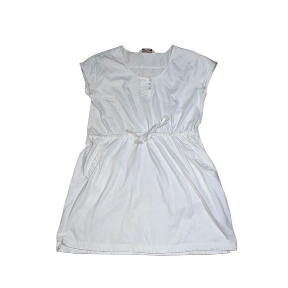 Woolrich Solid White Tie Waist Scoop Neck Short Sleeved Women’s Dress size XL - Picture 11 of 13